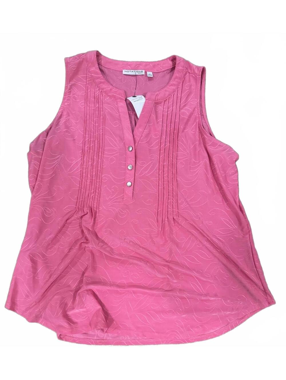 Women’s Notations Pink Ribbed Sleeveless Blouse Size XL New With Tags